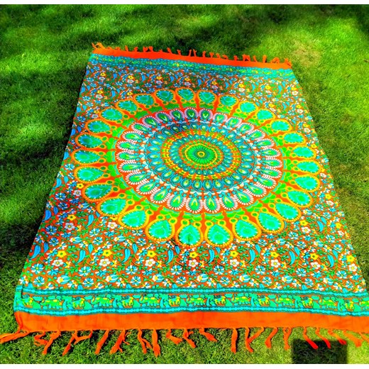 Sarong chusta szal pareo gobelin chusta na ścianę mandala pomarańczowo żółta Balijskie Klimaty Balijskie Klimaty