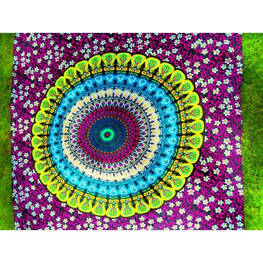 Sarong chusta szal pareo gobelin chusta na ścianę mandala różowe kwiatki Balijskie Klimaty Balijskie Klimaty