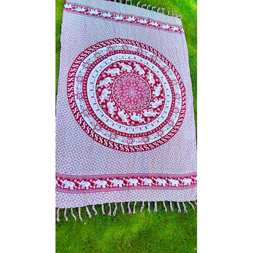 Sarong chusta szal pareo gobelin chusta na ścianę mandala bordowy słoń Balijskie Klimaty Balijskie Klimaty