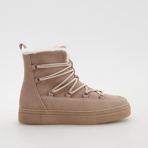 Reserved - Skórzane botki - Beżowy Reserved 36 Reserved