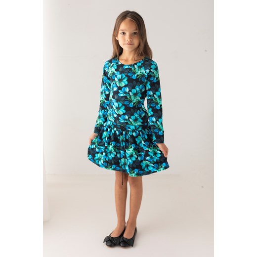Czarna sukienka w niebieskie kwiaty STELLA Myprincess / Lily Grey MKA GROUP