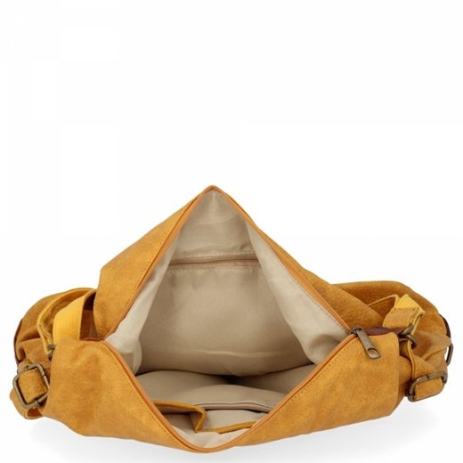 Żółta shopper bag Andrea Massi ze skóry ekologicznej na ramię 