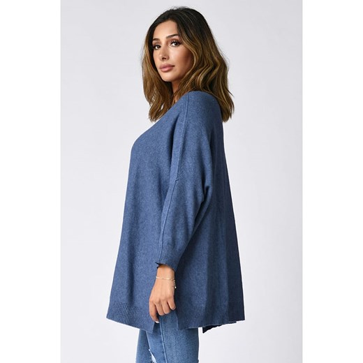 Sweter damski Plus Size Company z dekoltem w łódkę 