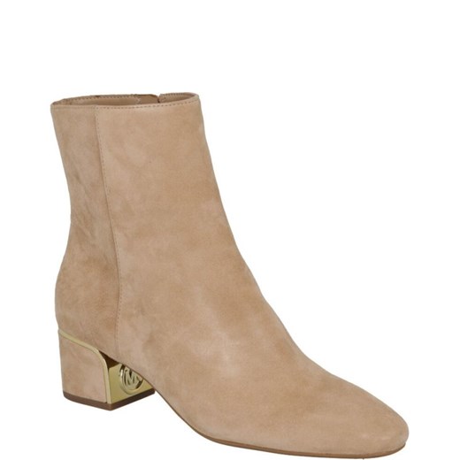 Botki beżowe Michael Kors skórzane eleganckie jesienne na obcasie 