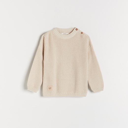 Reserved - Dzianinowy sweter z naszywką - Kremowy Reserved 80 Reserved