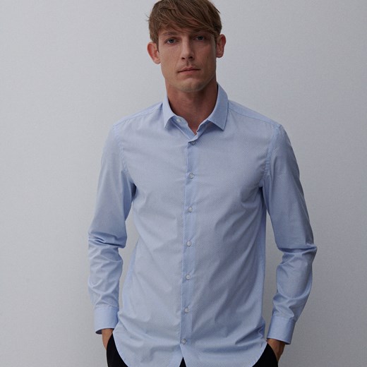 Reserved - Koszula slim fit z drobnym wzorem - Niebieski Reserved XS Reserved