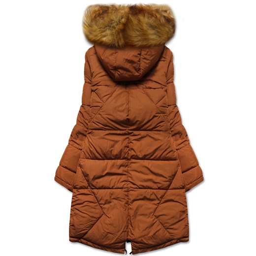 Karmelowa czarna zimowa dwustronna pikowana kurtka płaszczyk parka M136 Dramond L wyprzedaż dramond.pl