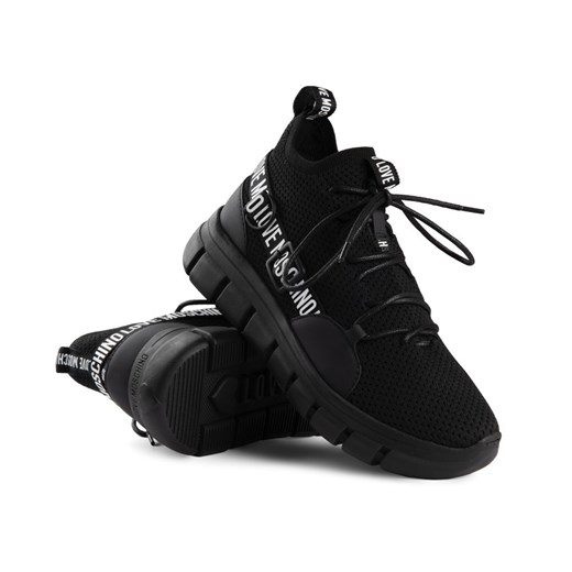 Love Moschino buty sportowe damskie sneakersy czarne sznurowane płaskie 