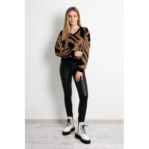 CZARNA WELUROWA BLUZA ZE WZOREM Olika uniwersalny olika.com.pl