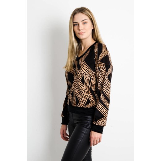 CZARNA WELUROWA BLUZA ZE WZOREM Olika uniwersalny olika.com.pl