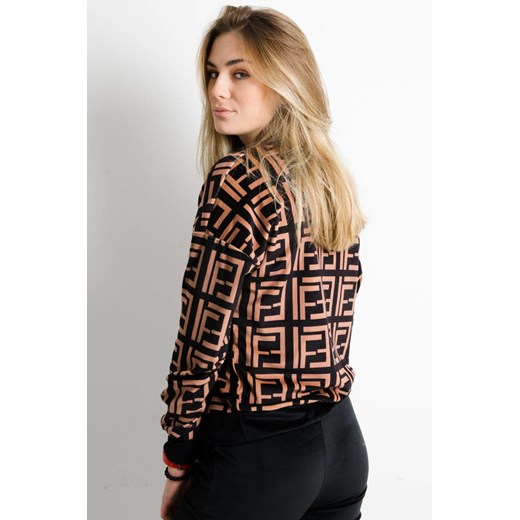 CZARNA WZORZYSTA BLUZA WELUROWA Olika uniwersalny olika.com.pl