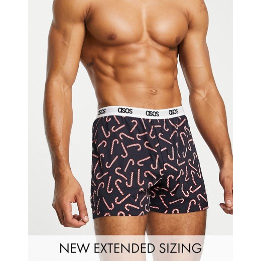 ASOS DESIGN – Świąteczne bokserki we wzór w cukrowe laski-Kolorowy 2XS Asos Poland