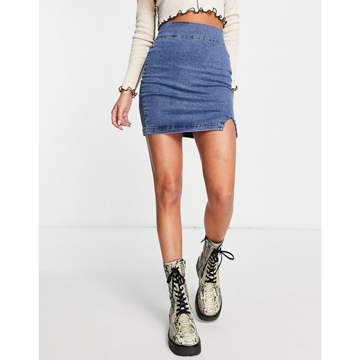 Topshop – Joni – Niebieska spódnica z nacięciem-Niebieski Topshop 36 Asos Poland