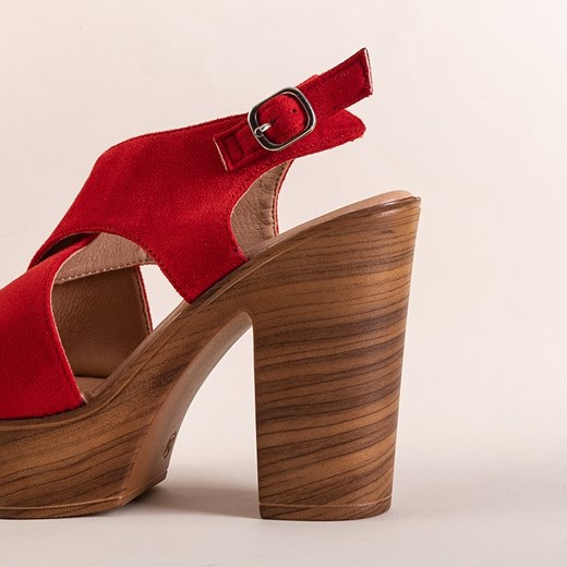 Czerwone damskie sandały na wysokim słupku Inga - Obuwie Royalfashion.pl 40 royalfashion.pl