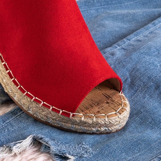 Czerwone damskie sandały na koturnie Lorala - Obuwie Royalfashion.pl 39 royalfashion.pl