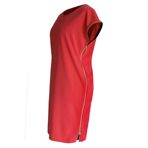 Czerwona sukienka z suwakami EDITH, Rozmiar -  l (40/42) 2xl (46/48) Sklep XL-KA