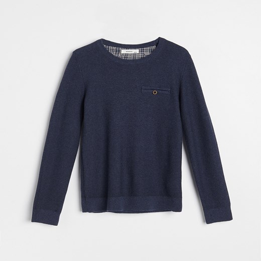 Reserved - Bawełniany sweter z imitacją kieszeni - Granatowy Reserved 116 Reserved
