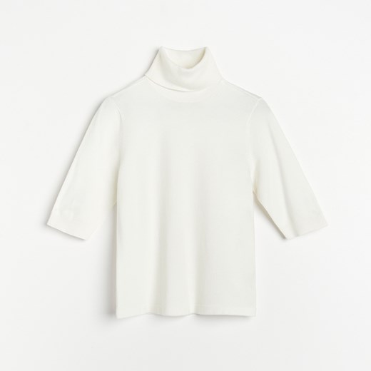 Reserved - Dopasowany sweter z golfem - Kremowy Reserved L Reserved
