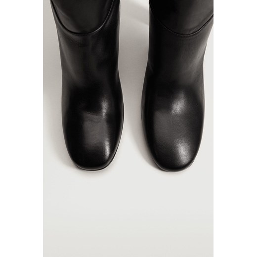 Kozaki damskie Mango czarne skórzane na zamek eleganckie 