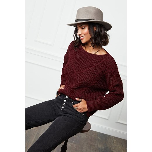 Sweter damski Alice & Charlotte casualowy z okrągłym dekoltem 