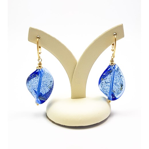 Kolczyki Liście Niebieskie - biżuteria szkło Murano Skarby Murano Skarby Murano