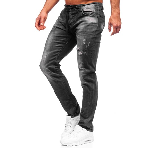 Czarne spodnie jeansowe męskie regular fit Denley MP005N 2XL okazyjna cena Denley