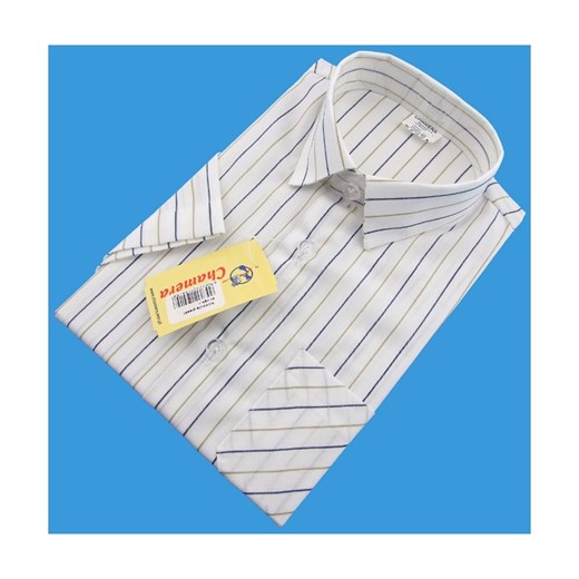 Koszula w prążki z krótkim rękawem dla chłopca 86 - 152 blumore-pl niebieski bawełniane