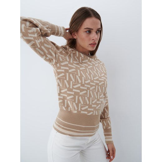 Mohito - Dzianinowy sweter ze wzorem - Beżowy Mohito L Mohito