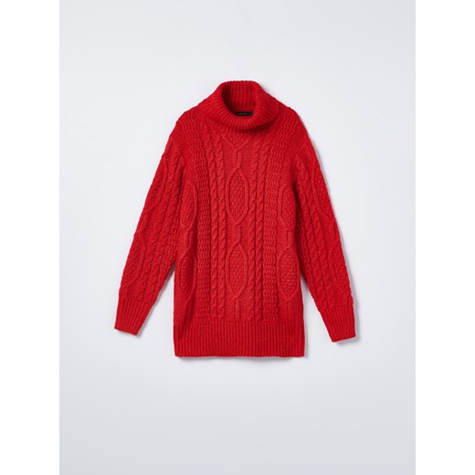 Mohito - Sweter z ozdobnym splotem - Czerwony Mohito XL Mohito