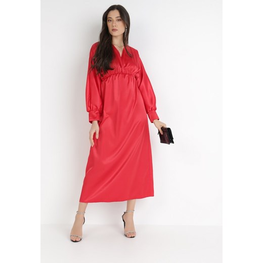 Czerwona Sukienka Timanie ze sklepu Born2be Odzież w kategorii Sukienki - zdjęcie 125451173