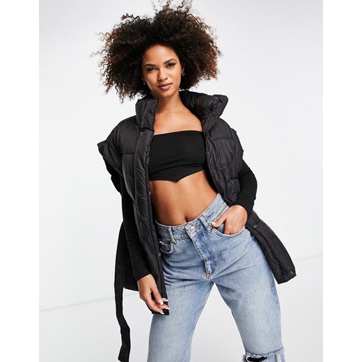 ASOS DESIGN – Czarny puchowy bezrękawnik z paskiem-Black 34 Asos Poland