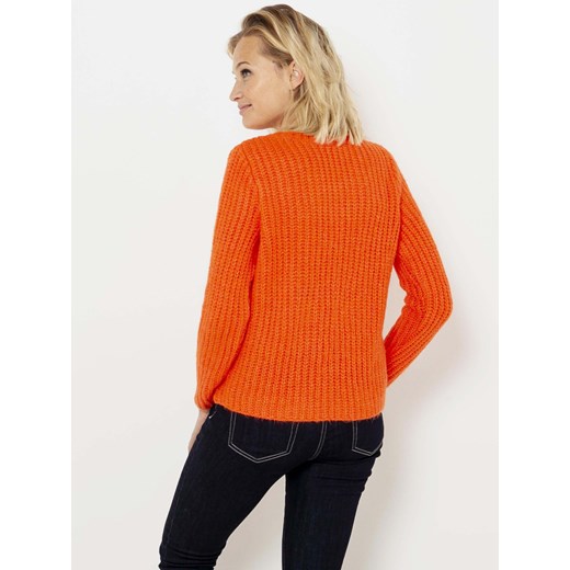 Sweter damski Camaieu casual pomarańczowa z okrągłym dekoltem 
