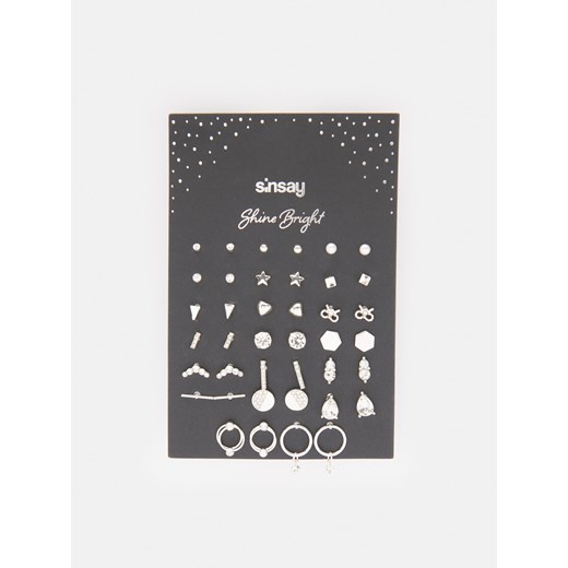 Sinsay - Kolczyki 20 pack - Srebrny Sinsay Jeden rozmiar Sinsay
