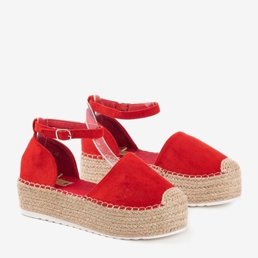 Czerwone espadryle damskie na platformie Savanto - Obuwie Royalfashion.pl 37 royalfashion.pl