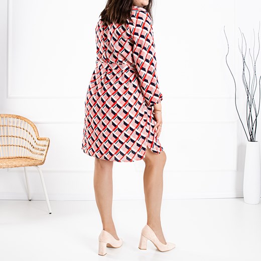Czerwona sukienka damska we wzory PLUS SIZE - Odzież Royalfashion.pl 5XL-50 royalfashion.pl