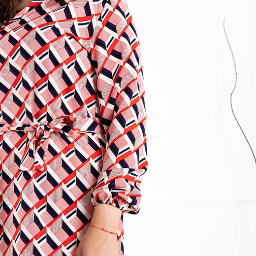 Czerwona sukienka damska we wzory PLUS SIZE - Odzież Royalfashion.pl 4XL-48 royalfashion.pl