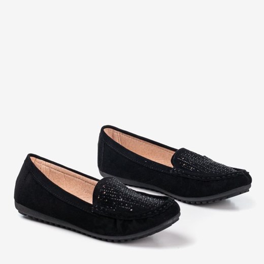 Czarne mokasyny damskie z cyrkoniami Cyliua - Obuwie Royalfashion.pl 36 royalfashion.pl