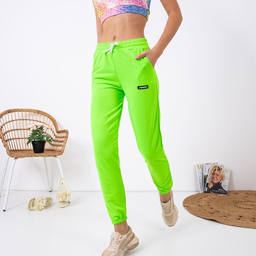 Neonowe zielone damskie spodnie dresowe - Odzież Royalfashion.pl L - 40 royalfashion.pl
