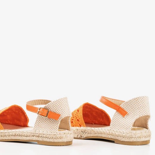 Pomarańczowe sandały typu espadryle z ażurową cholewką Asia - Obuwie Royalfashion.pl 37 royalfashion.pl
