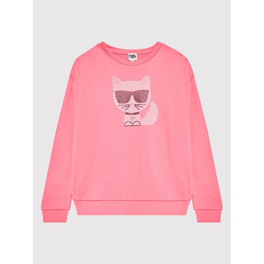 Bluza dziewczęca różowa Karl Lagerfeld w nadruki 