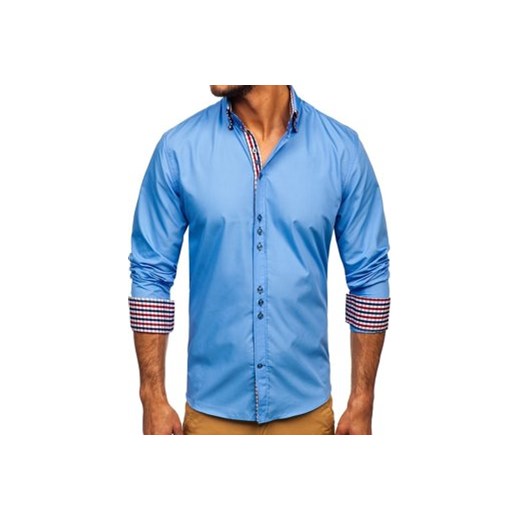 Koszula męska elegancka z długim rękawem błękitna Bolf 0926 2XL okazja Denley