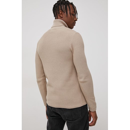 Sweter męski Premium By Jack&jones beżowy bawełniany na zimę 