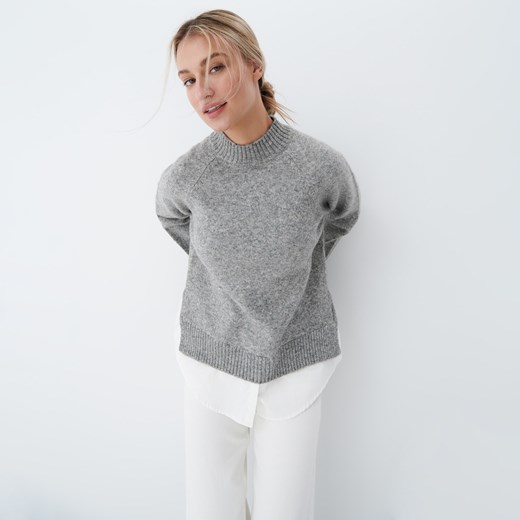 Mohito - Sweter z koszulą Eco Aware - Szary Mohito L Mohito