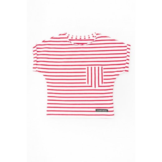 Koszulka w biało-czerwone paski mamatu-pl rozowy Koszulki