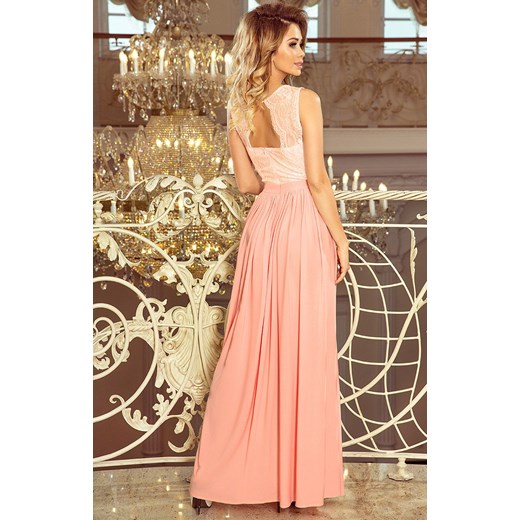 Lea suknia maxi 211-5, Kolor róż pudrowy, Rozmiar XL, Numoco Numoco XL promocja Primodo