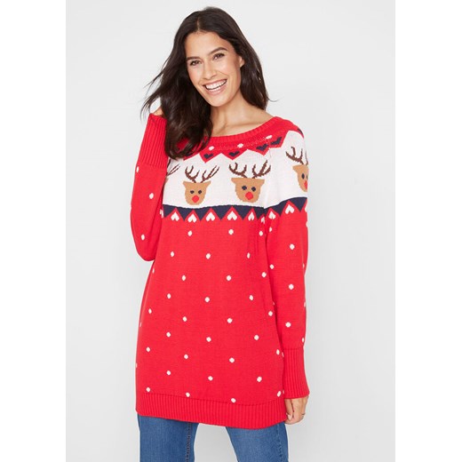 Sweter bożonarodzeniowy z motywem reniferów | bonprix 44/46 bonprix