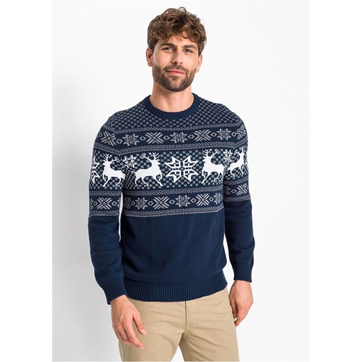 Sweter w norweski wzór | bonprix 68/70 (4XL) bonprix