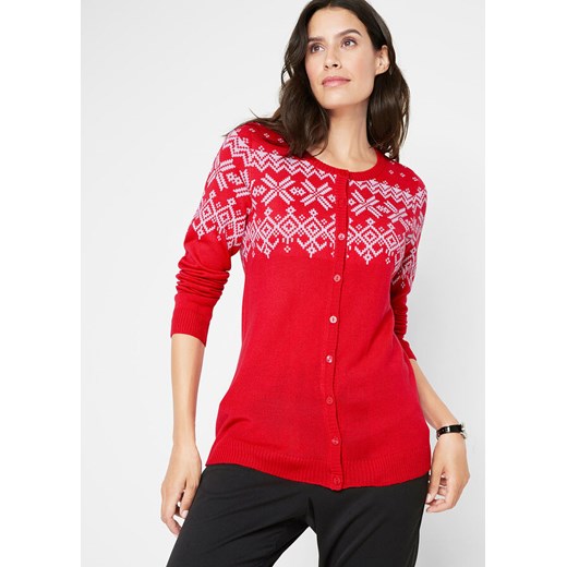 Sweter rozpinany z szerokimi rękawami, w norweski wzór | bonprix 48/50 bonprix