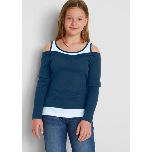 Shirt dziewczęcy w optyce 2 w 1, bawełna organiczna | bonprix 128/134 okazyjna cena bonprix