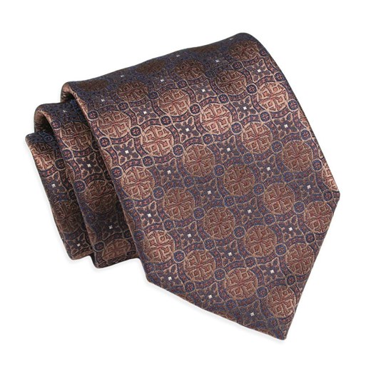 Krawat Klasyczny, Męski, Brązowo-Beżowy, Wzór Geometryczny, Szeroki 8 cm, Elegancki -CHATTIER KRCH1272 ze sklepu JegoSzafa.pl w kategorii Krawaty - zdjęcie 126069251